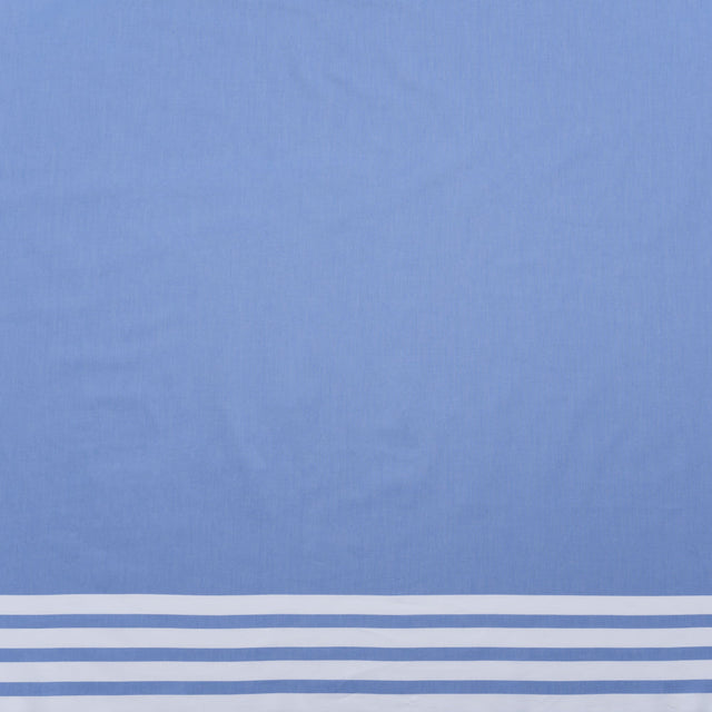 Cotton Oxford Shirting Panel - Blue and White Stripe Border - Deadstock