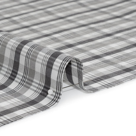 Cotton Oxford Shirting - Charcoal, Gray and White Plaid - Deadstock