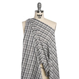 Cotton Oxford Shirting - Charcoal, Gray and White Plaid - Deadstock