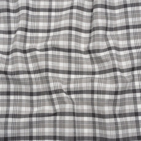 Cotton Oxford Shirting - Charcoal, Gray and White Plaid - Deadstock