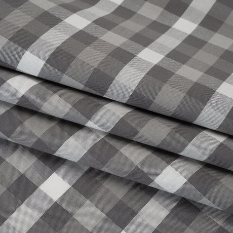 Cotton Oxford Shirting - Gray and White Checks - Deadstock
