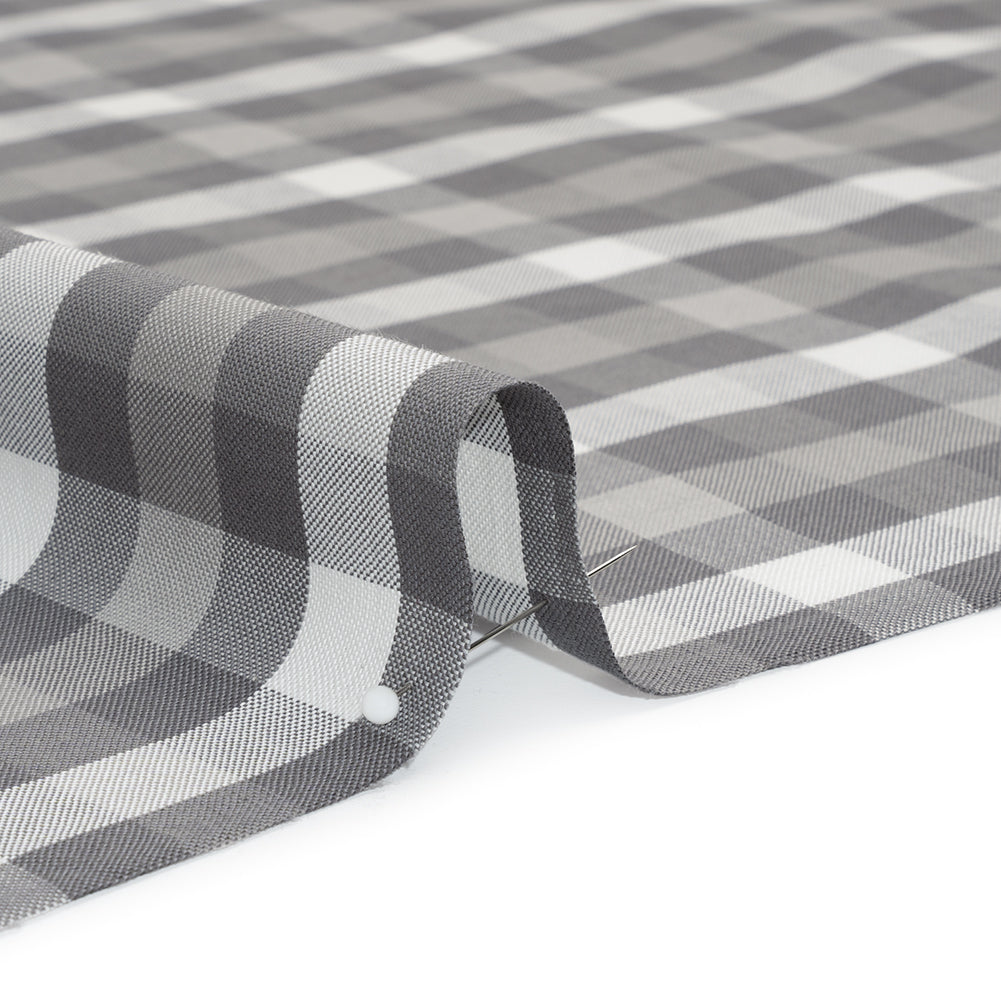 Cotton Oxford Shirting - Gray and White Checks - Deadstock