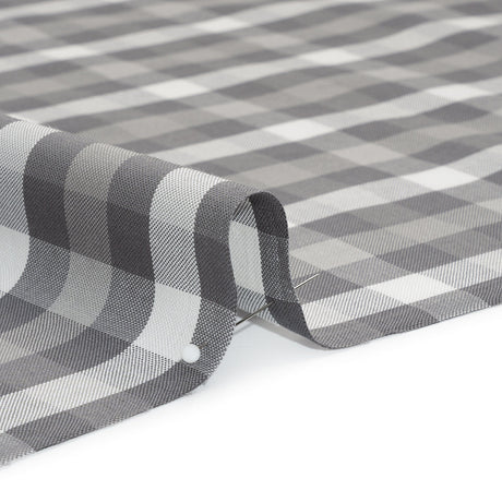 Cotton Oxford Shirting - Gray and White Checks - Deadstock