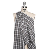 Cotton Oxford Shirting - Gray and White Checks - Deadstock