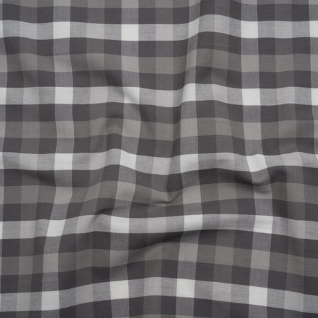 Cotton Oxford Shirting - Gray and White Checks - Deadstock