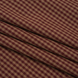 Cotton Shirting - Burgundy and Tan Checks - Deadstock