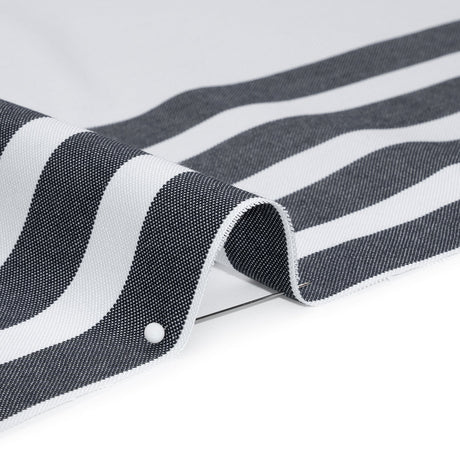 Cotton Oxford Shirting Panel - White and Midnight Navy Stripe Border - Deadstock