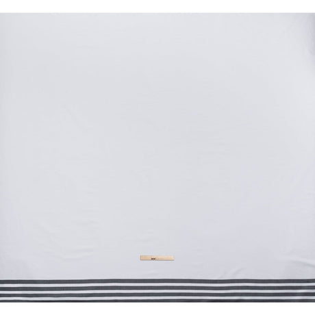 Cotton Oxford Shirting Panel - White and Midnight Navy Stripe Border - Deadstock