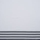 Cotton Oxford Shirting Panel - White and Midnight Navy Stripe Border - Deadstock