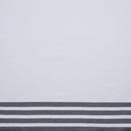 Cotton Oxford Shirting Panel - White and Midnight Navy Stripe Border - Deadstock