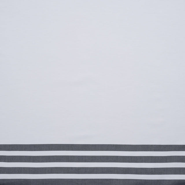 Cotton Oxford Shirting Panel - White and Midnight Navy Stripe Border - Deadstock