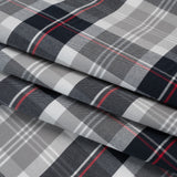 Cotton Oxford Shirting - Black, White and Red Plaid - Deadstock