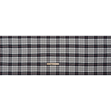 Cotton Oxford Shirting - Black, White and Red Plaid - Deadstock