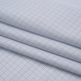 Cotton Twill Shirting - Light Blue, White and Black Tattersall Check-Like Plaid - Deadstock