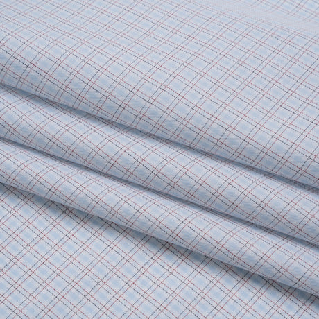 Cotton Twill Shirting - Light Blue, White and Black Tattersall Check-Like Plaid - Deadstock