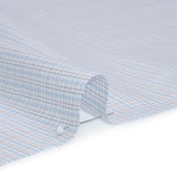 Cotton Twill Shirting - Light Blue, White and Black Tattersall Check-Like Plaid - Deadstock