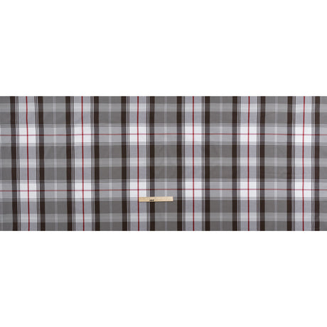 Cotton Shirting - Brown, Red and White Plaid - Deadstock