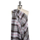 Cotton Shirting - Brown, Red and White Plaid - Deadstock