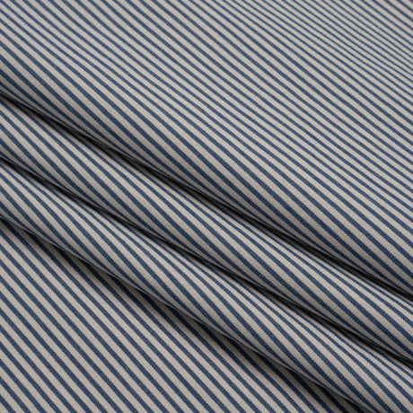 Cotton Woven - Off White and Blue Candy Stripes - Deadstock