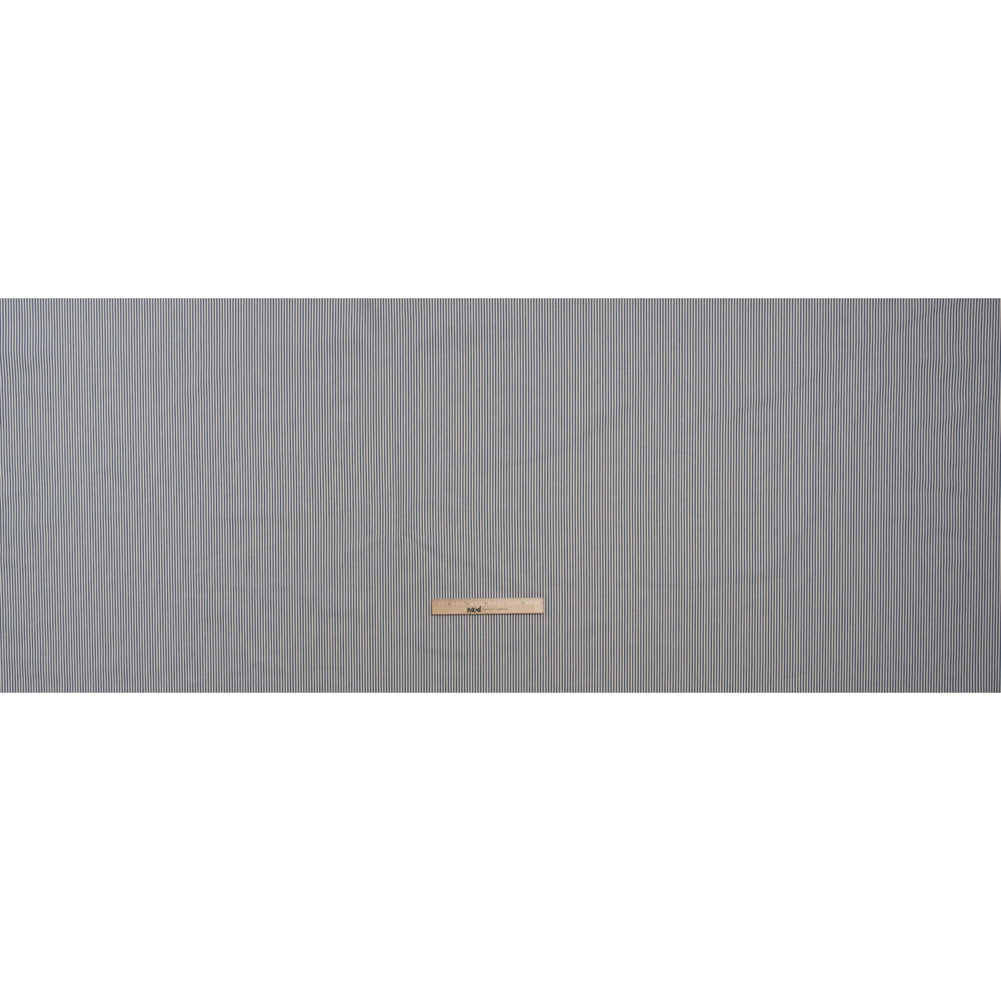 Cotton Woven - Off White and Blue Candy Stripes - Deadstock