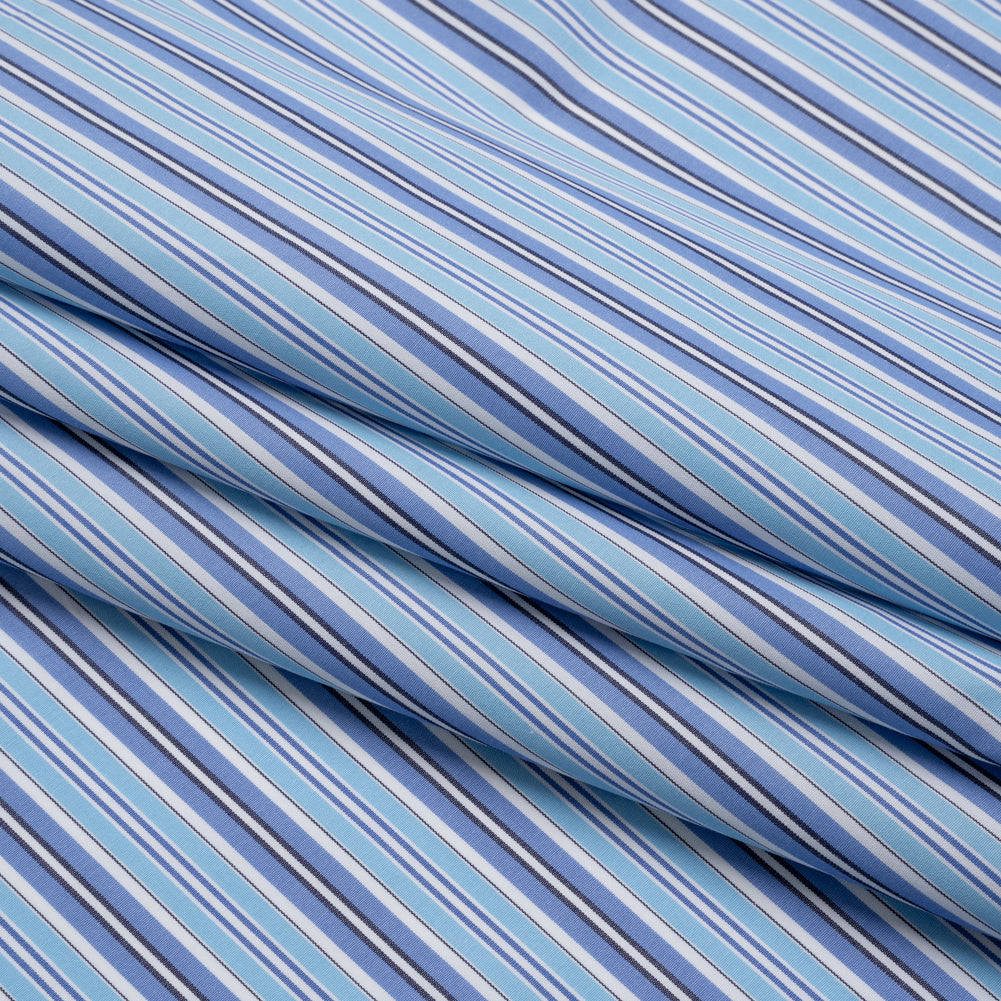 Cotton Poplin - Blue, Sky and White Stripes - Deadstock