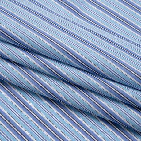 Cotton Poplin - Blue, Sky and White Stripes - Deadstock