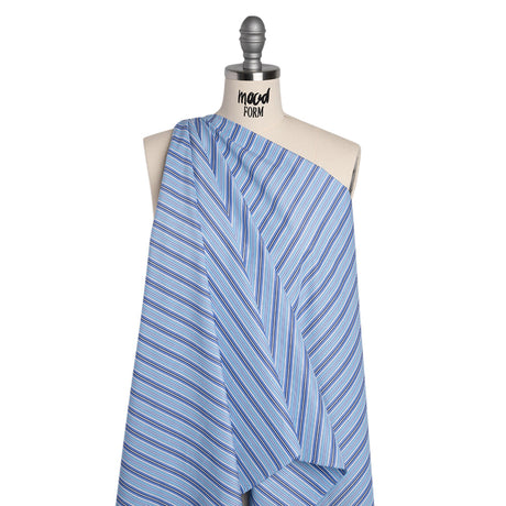 Cotton Poplin - Blue, Sky and White Stripes - Deadstock