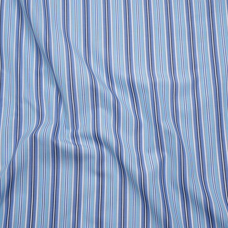 Cotton Poplin - Blue, Sky and White Stripes - Deadstock