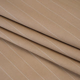 Stretch Cotton Sateen - Light Brown and White Pinstripes - Deadstock