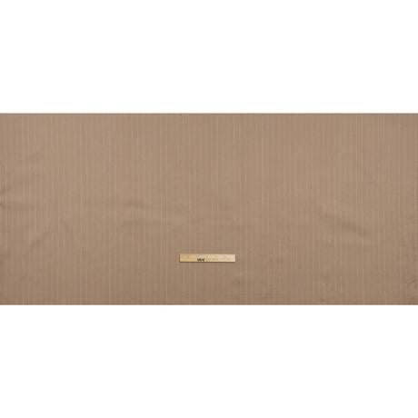 Stretch Cotton Sateen - Light Brown and White Pinstripes - Deadstock