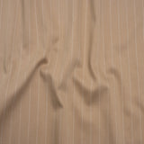 Stretch Cotton Sateen - Light Brown and White Pinstripes - Deadstock