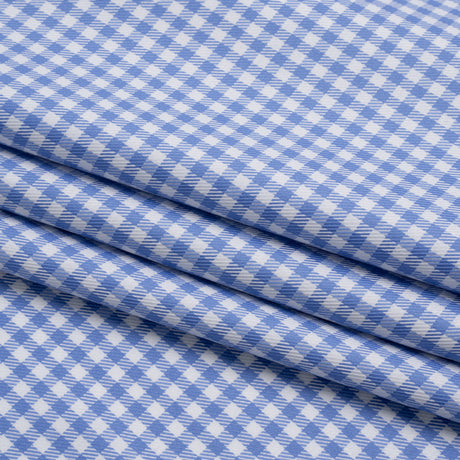 Cotton Twill Shirting - Country Blue and White Gingham Check - Deadstock