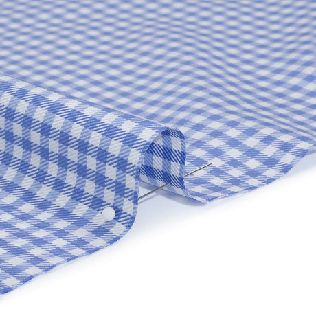 Cotton Twill Shirting - Country Blue and White Gingham Check - Deadstock
