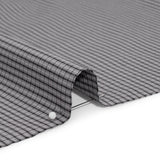 Cotton Twill - Gray, Black and White Striped Checks - Deadstock