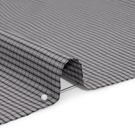 Cotton Twill - Gray, Black and White Striped Checks - Deadstock