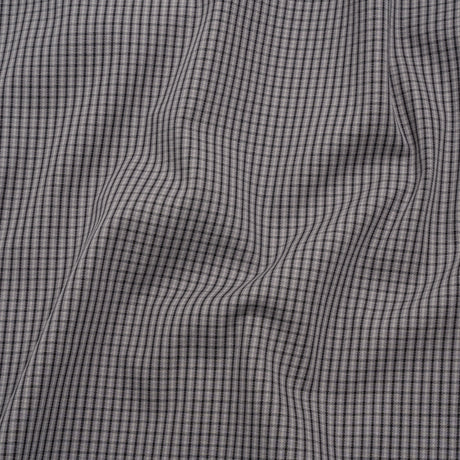 Cotton Twill - Gray, Black and White Striped Checks - Deadstock