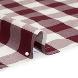 Cotton Shirting - Burgundy and Cream Buffalo Check - Deadstock