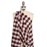 Cotton Shirting - Burgundy and Cream Buffalo Check - Deadstock