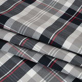 Cotton Oxford Shirting - Midnight Navy, Light Gray and Red Plaid - Deadstock