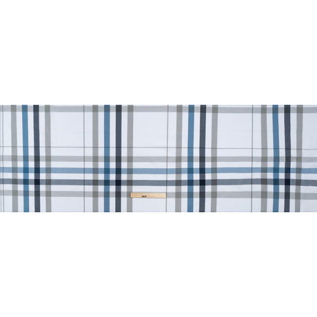 Cotton Shirting - Navy, Blue and Gray Big Plaid - Deadstock