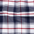 Cotton Oxford Shirting - Dark Blue, Cranberry Red and White Plaid - Deadstock