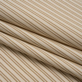 Cotton Twill - Natural Beige Speckles and Taupe Paired Stripes - Deadstock