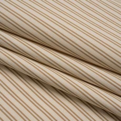 Cotton Twill - Natural Beige Speckles and Taupe Paired Stripes - Deadstock
