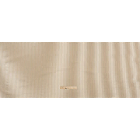 Cotton Twill - Natural Beige Speckles and Taupe Paired Stripes - Deadstock