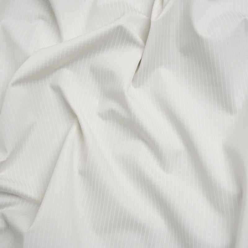 Cotton Twill - White on White Stripes - Deadstock