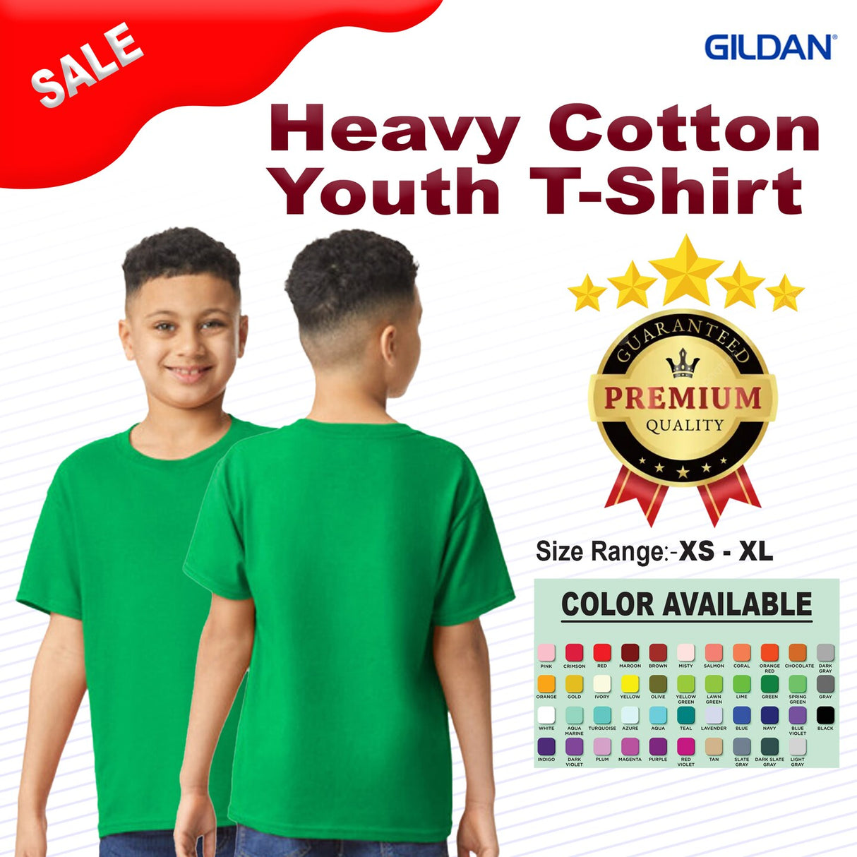 Gildan® Heavy Cotton Crewneck Short Sleeve Youth T-Shirt - 5000B