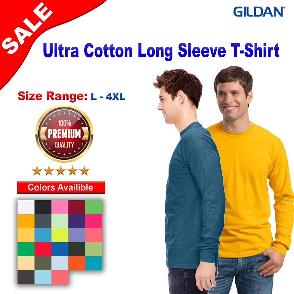 Gildan® Ultra Cotton Crewneck Long Sleeve T-Shirt