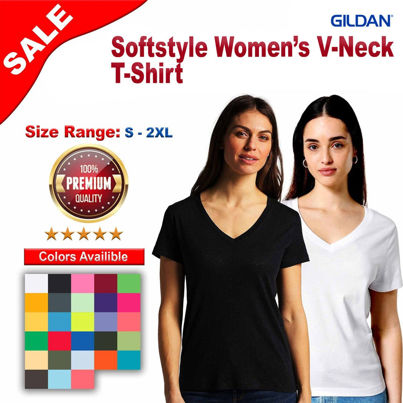 GildanÂ® Softstyle Womenâ€™s V-Neck T-Shirt