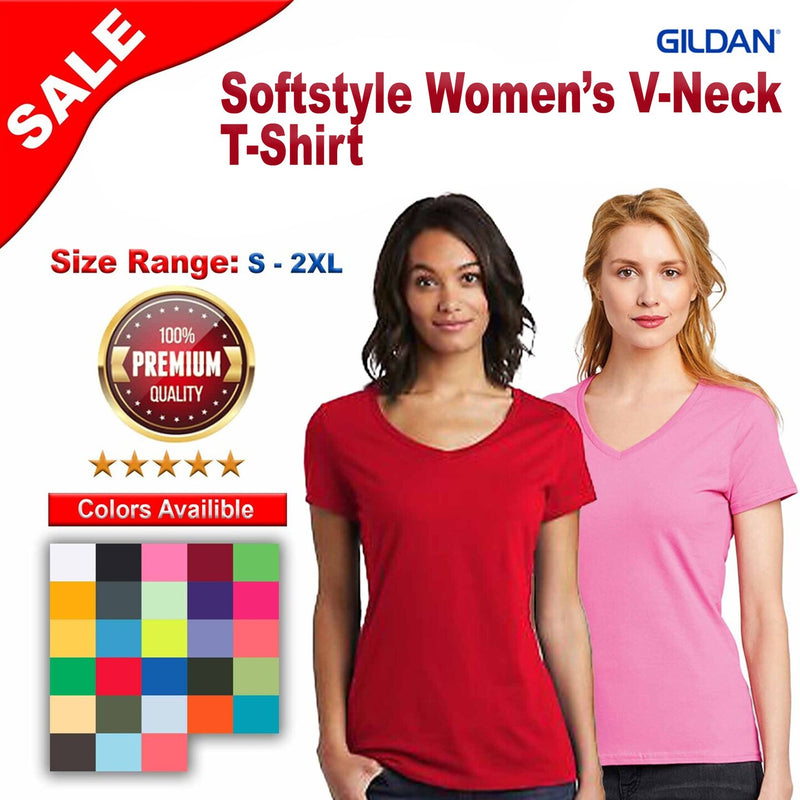 GildanÂ® Softstyle Womenâ€™s V-Neck T-Shirt