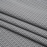 Stretch Cotton and Polyester Jacquard - Black and White Fluffy Flowers - Deadstock